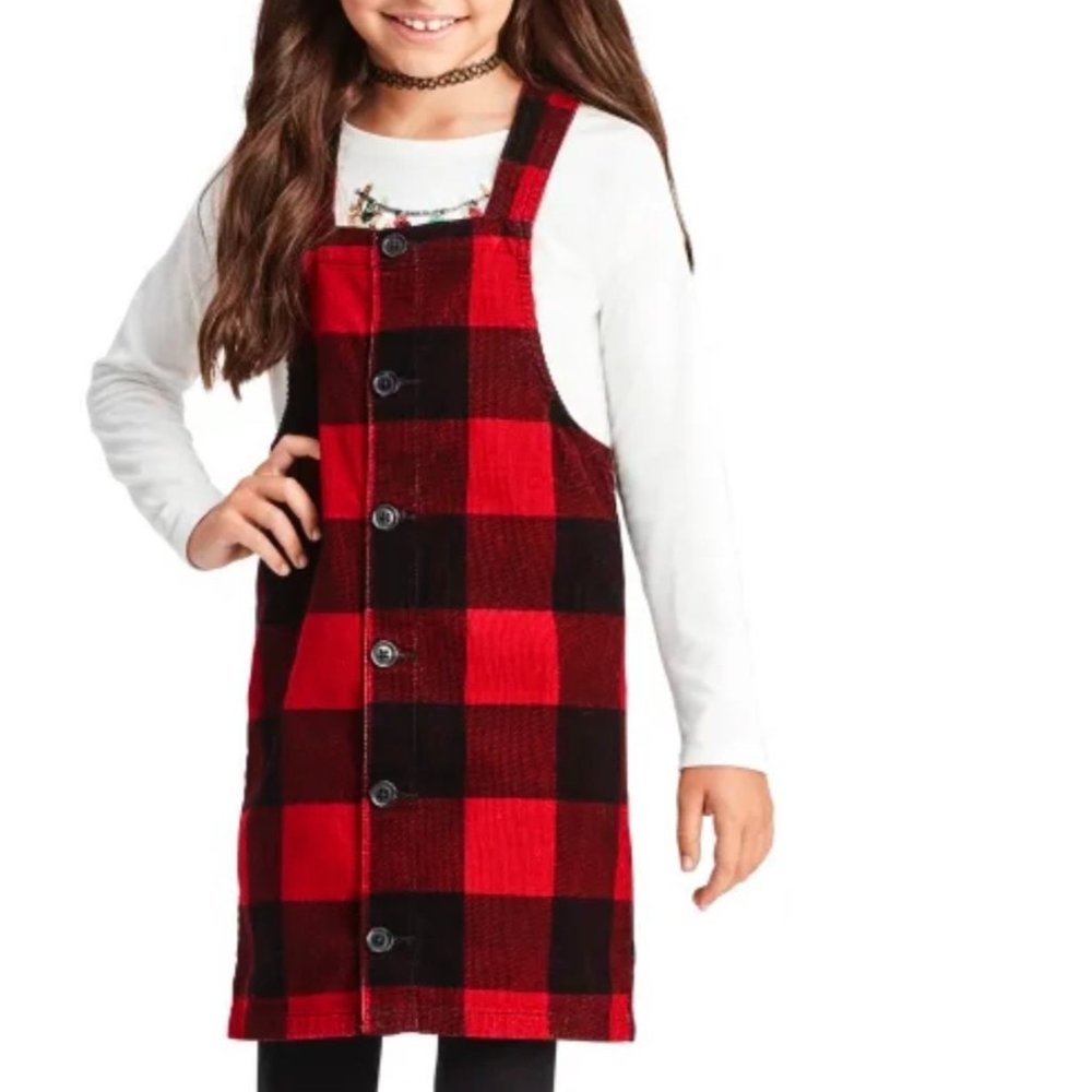 The Children's Place Girls Buffalo Red Plaid Corduroy Skirtall NWT 5